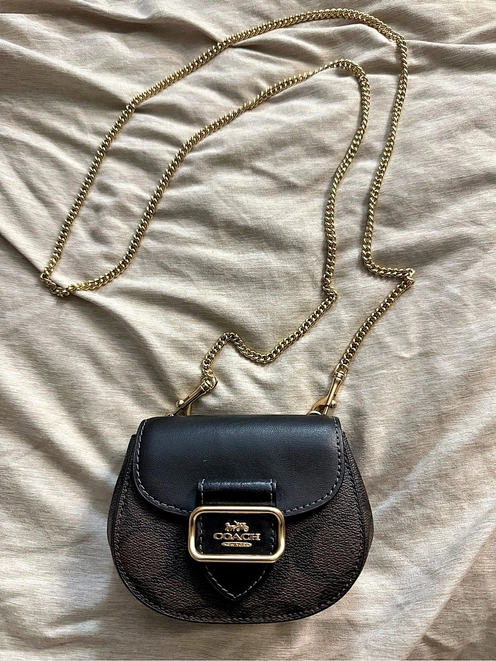 Coach Black & Brown Chain Crossbody Bag